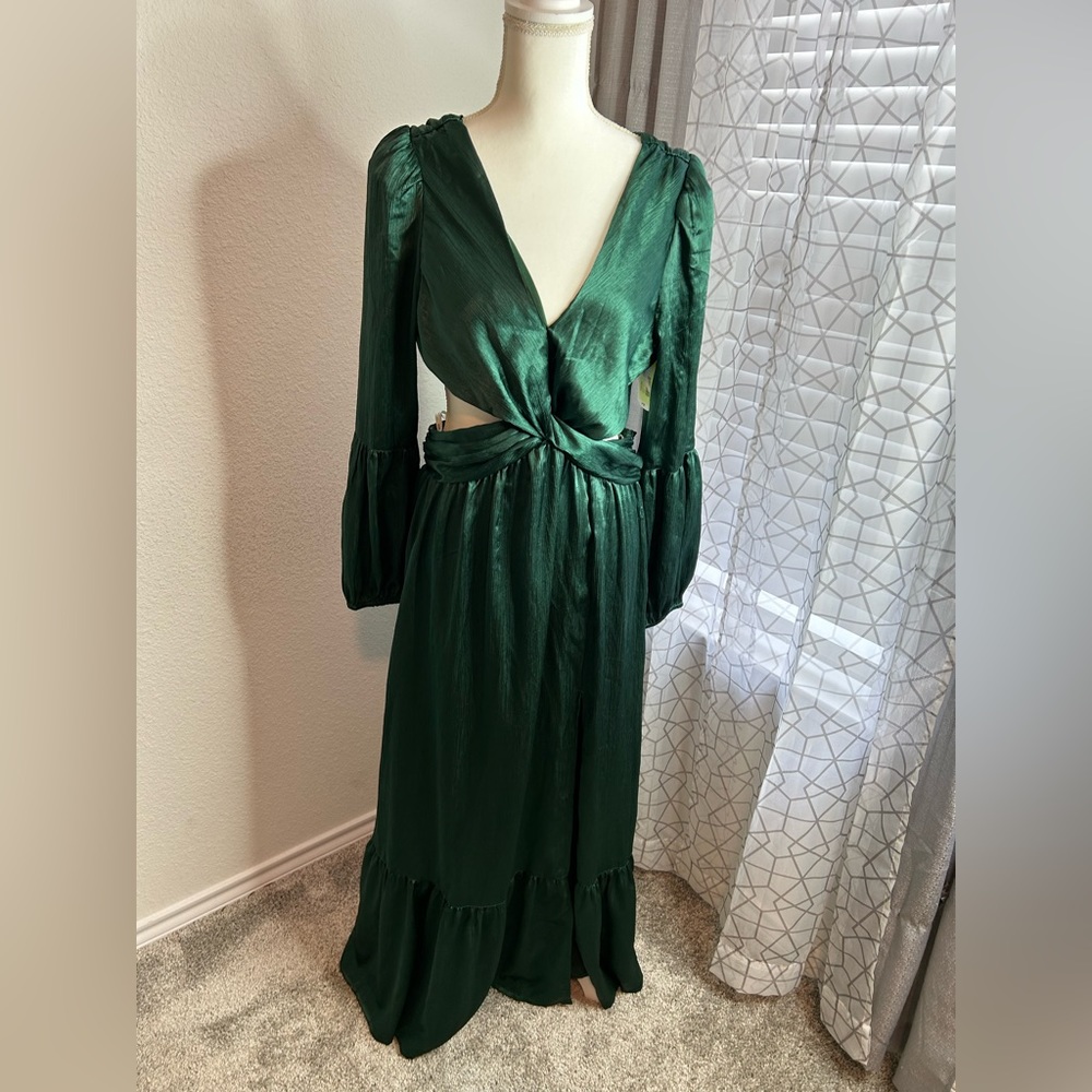 Rahi Green  Emerald  cut out long sleeve Maxi Dress